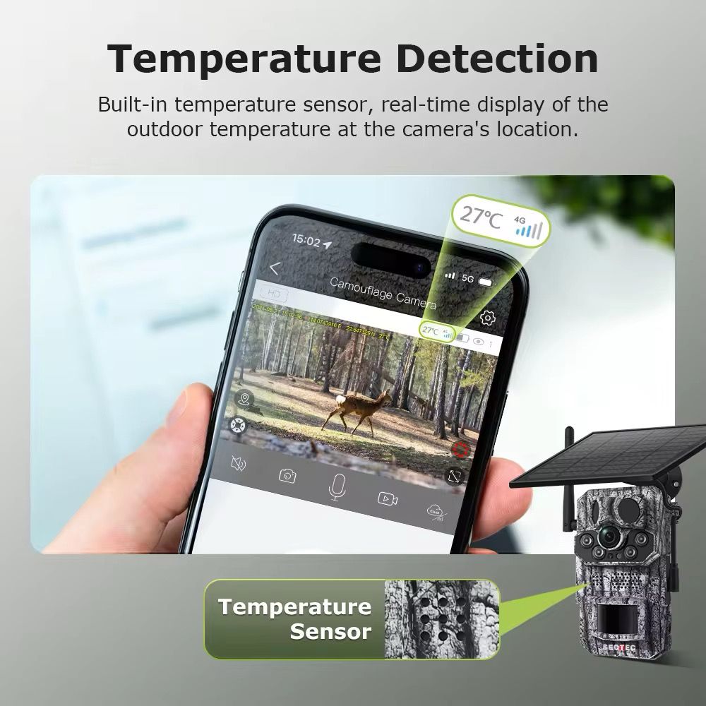 Cámara de Fototrampeo 4G Solar con Tarjeta SIM y Visión Nocturna HD